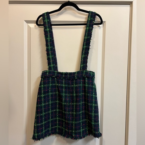 Zara Basic Tweed Overall Skirt Plaid Front Pockets - size M (worn in Riverdale) - Picture 4 of 5